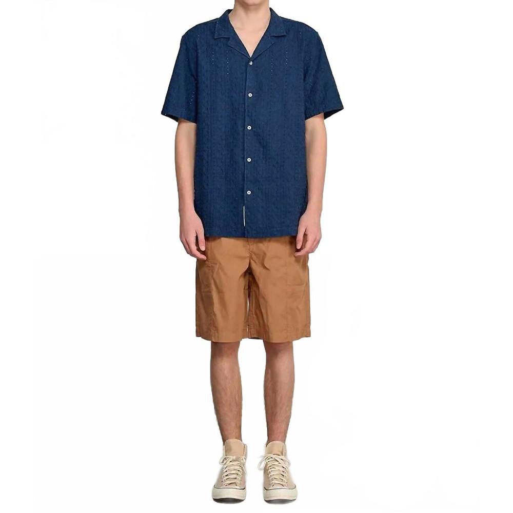 NEW EDMMOND STUDIOS freedom short sleeve shirt in navy